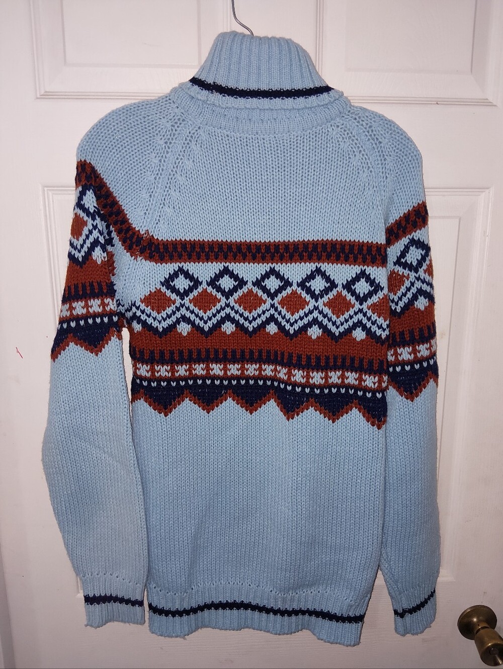 Light Blue Fair Isle Knit Men's Sweater